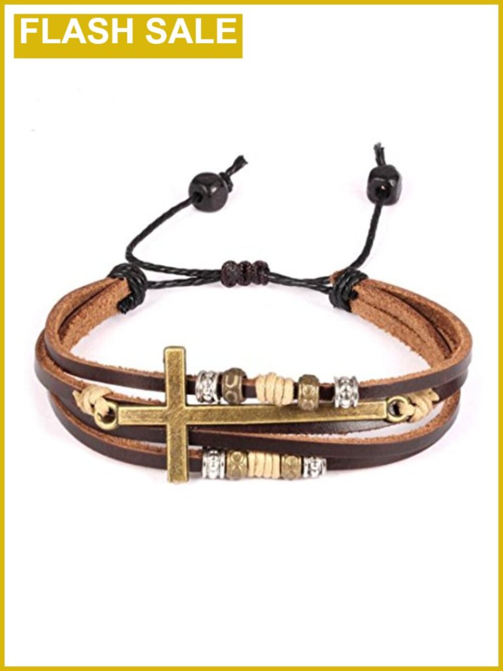 Cross Wrap Bracelet Adjustable PU Leather Christian Religious Confirmation Gift